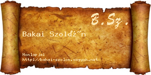Bakai Szolón névjegykártya